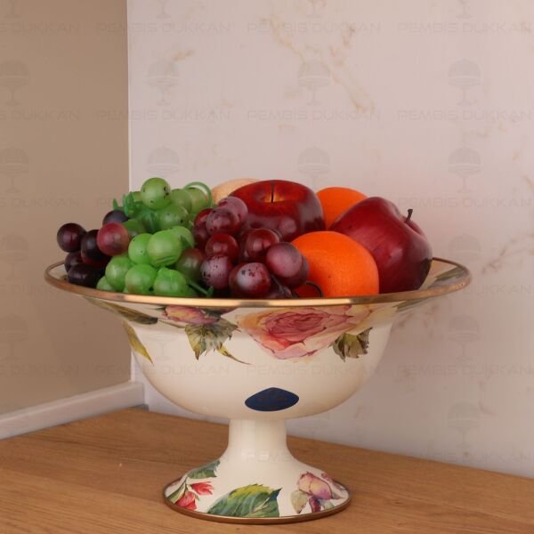 Rose Deluxe Emaye 30cm Ayaklı Meyvelik