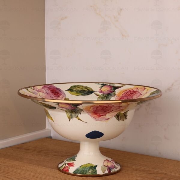 Rose Deluxe Emaye 30cm Ayaklı Meyvelik