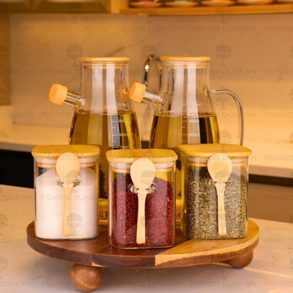 5li Akasya Standlı Milo Ocak Yanı Yağdanlık Kombin Set 23