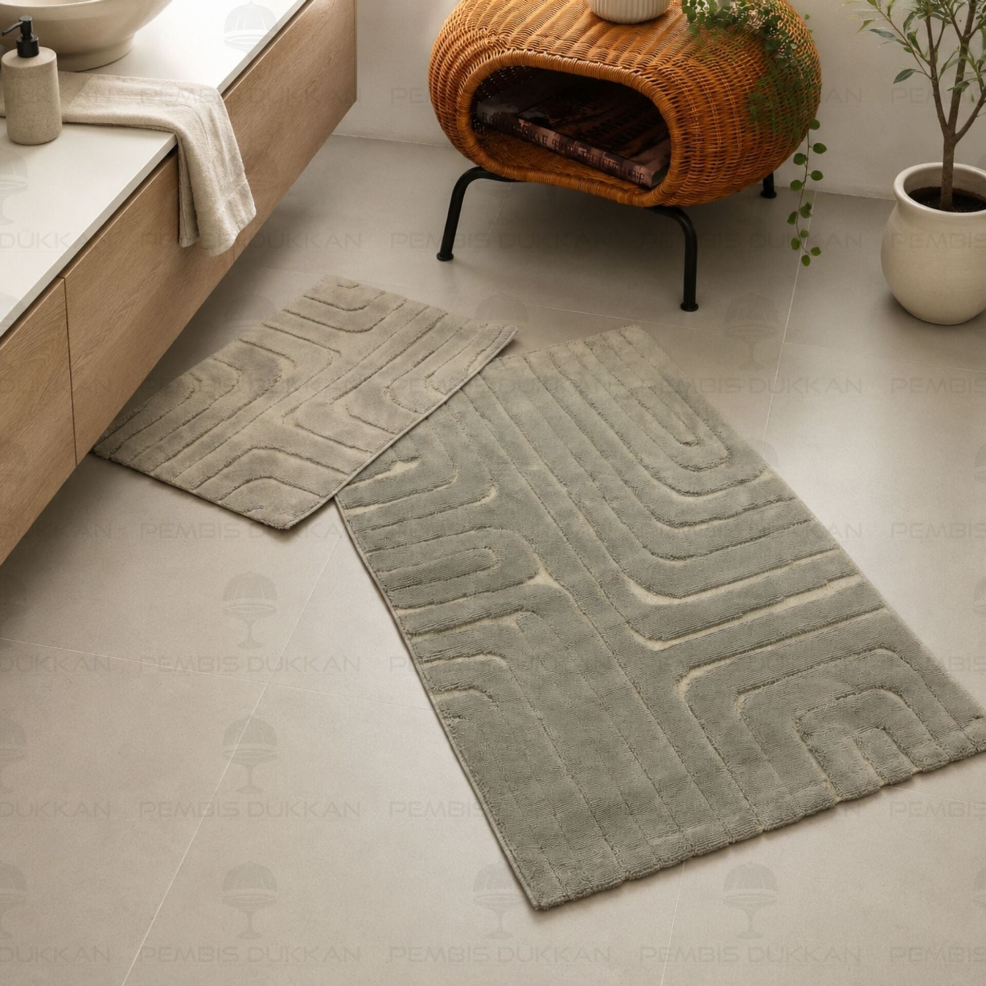 Hcw Babil Gri Paspas Seti 40x60 60x100 Cm