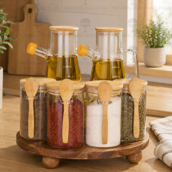 6lı Akasya Standlı Serenit Ocak Yanı Yağdanlık Kombin Set 30