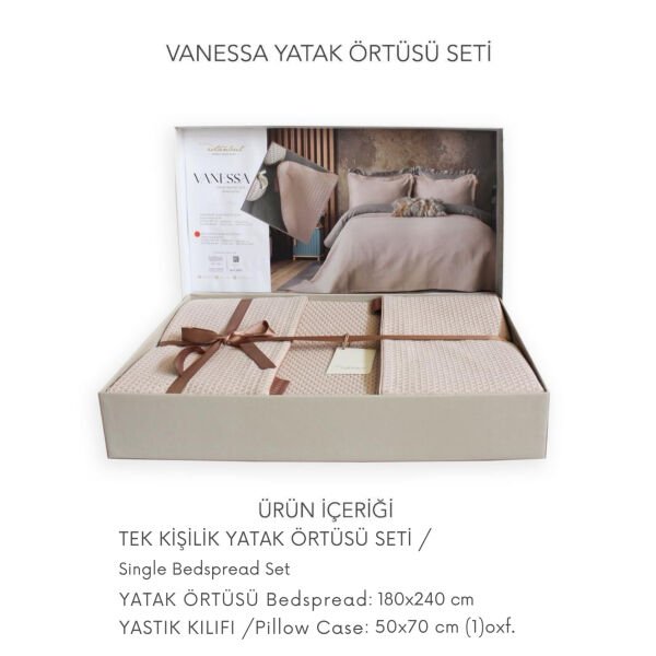 Vanessa Tek Kişilik Kahve Yatak Örtüsü Seti
