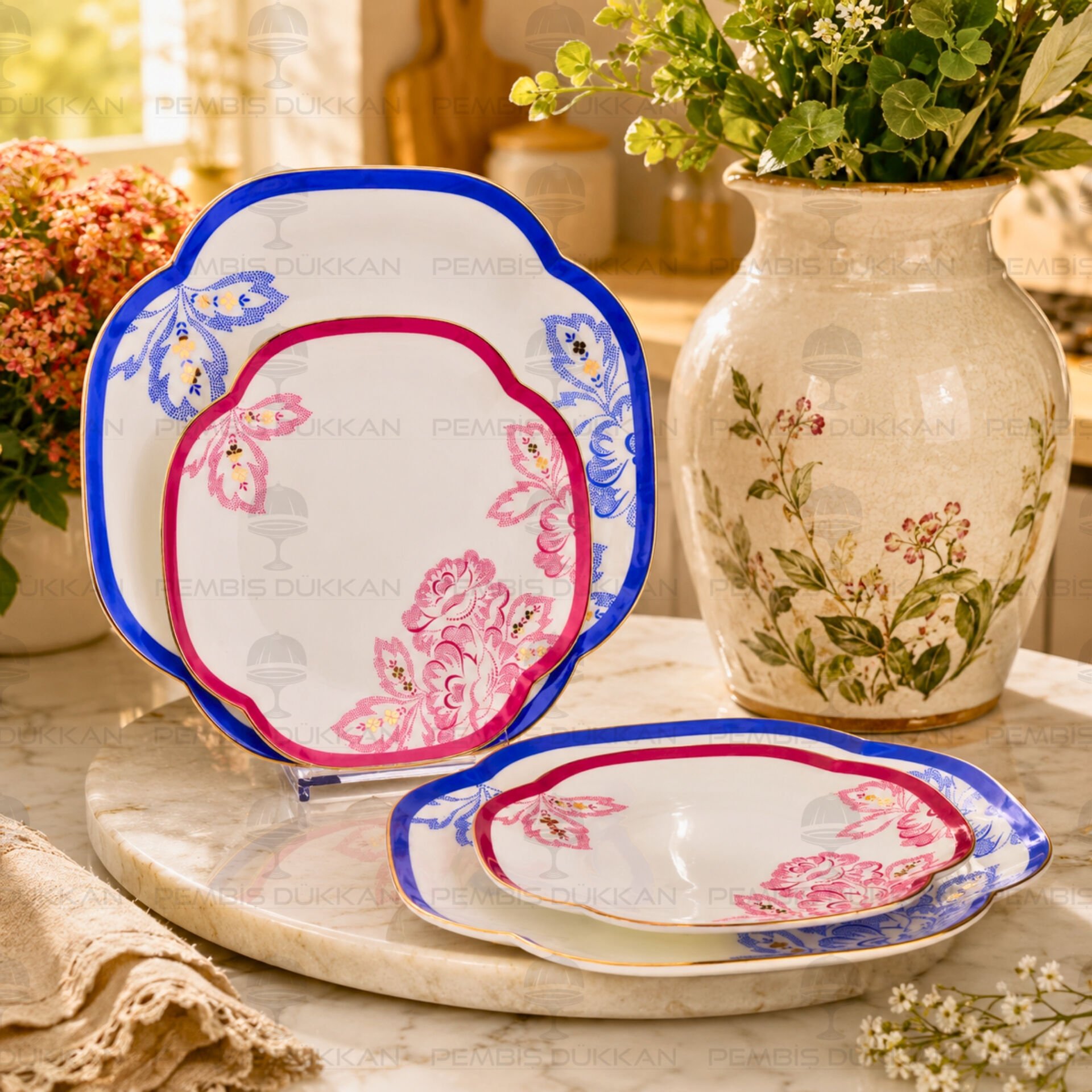 Eloria 4 Parça Set- 2li Pasta Tabağı 19cm & 2li Servis Tabağı 25cm