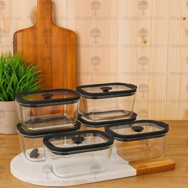 Siyah 1380ml Silikon Vakumlu, Cam Saklama Kabı (3h03)