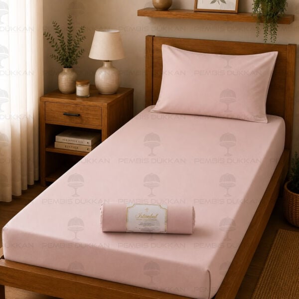 Ranforce Fitted Lastikli Çarşaf Set 120x200 cm - Pudra