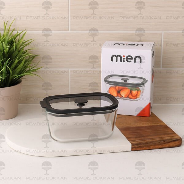 Siyah 470ml Silikon Vakumlu, Cam Saklama Kabı (3h01)