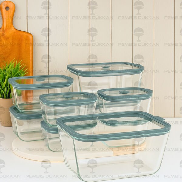 Gri 470ml Silikon Vakumlu, Cam Saklama Kabı (3h01g)