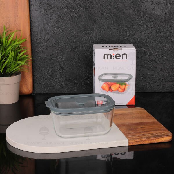 Gri 470ml Silikon Vakumlu, Cam Saklama Kabı (3h01g)