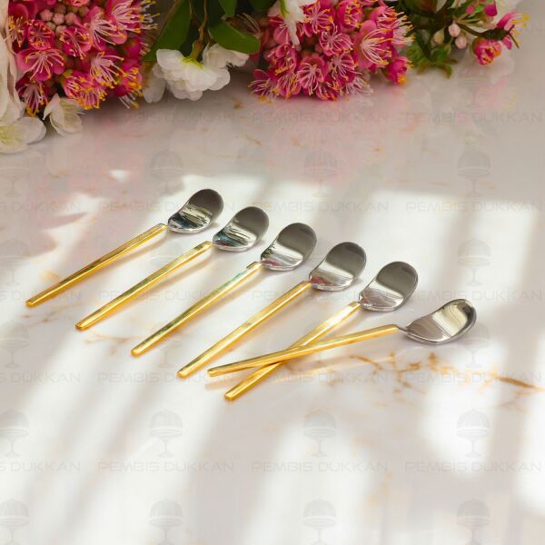 Tiamo Amor Gold Sap 6lı Çay Kaşığı