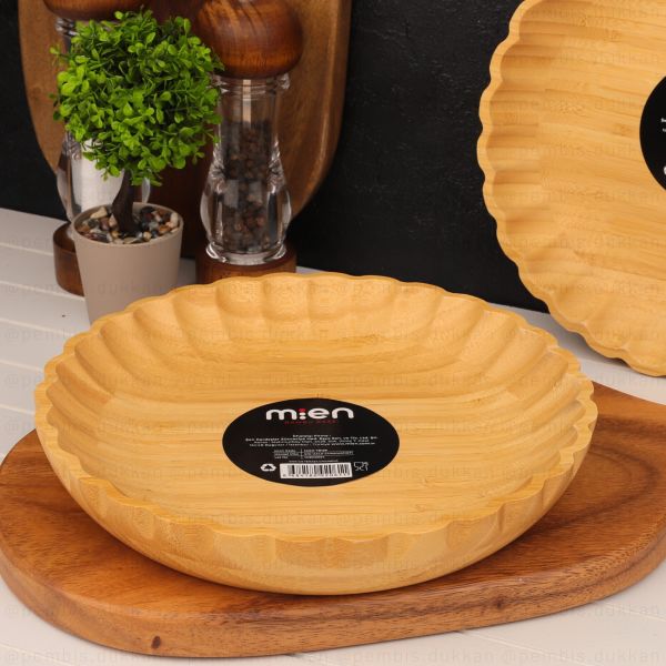Bambu Tırtıklı Yuvarlak Derin 25cm Salata & Meze Servis (7b129)