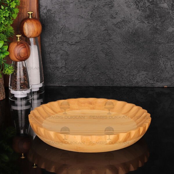 Bambu Tırtıklı Yuvarlak Derin 25cm Salata & Meze Servis (7b129)