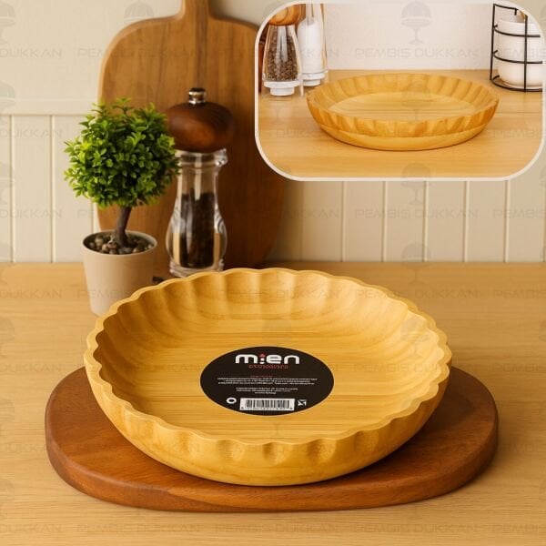 Bambu Tırtıklı Yuvarlak Derin 25cm Salata & Meze Servis (7b129)