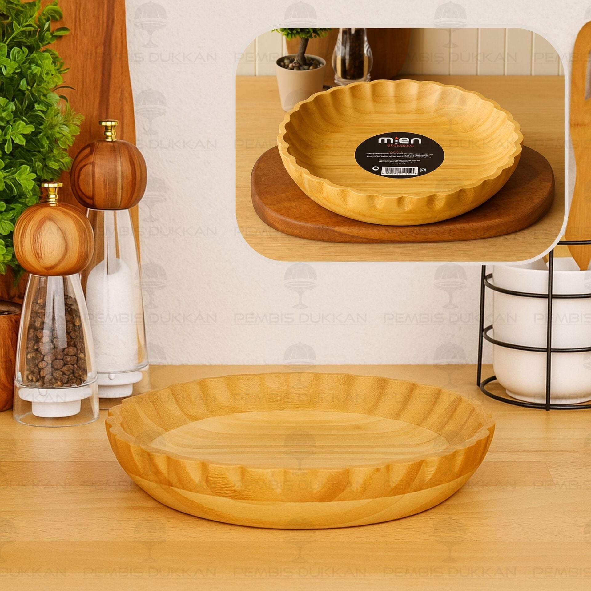 Bambu Tırtıklı Yuvarlak Derin 25cm Salata & Meze Servis (7b129)