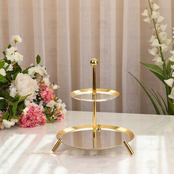 Tiamo Medium Gold Ayaklı 2 Katlı Sunumluk
