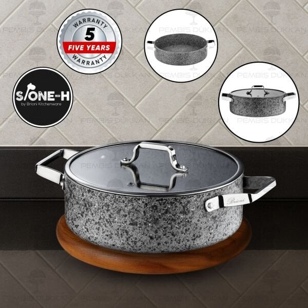 Brioni Stone-Age 30 Cm Basık Tencere