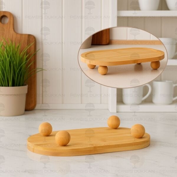 Bambu Oval Top Ayaklı Stand & Yağdanlık Altlığı (1094)