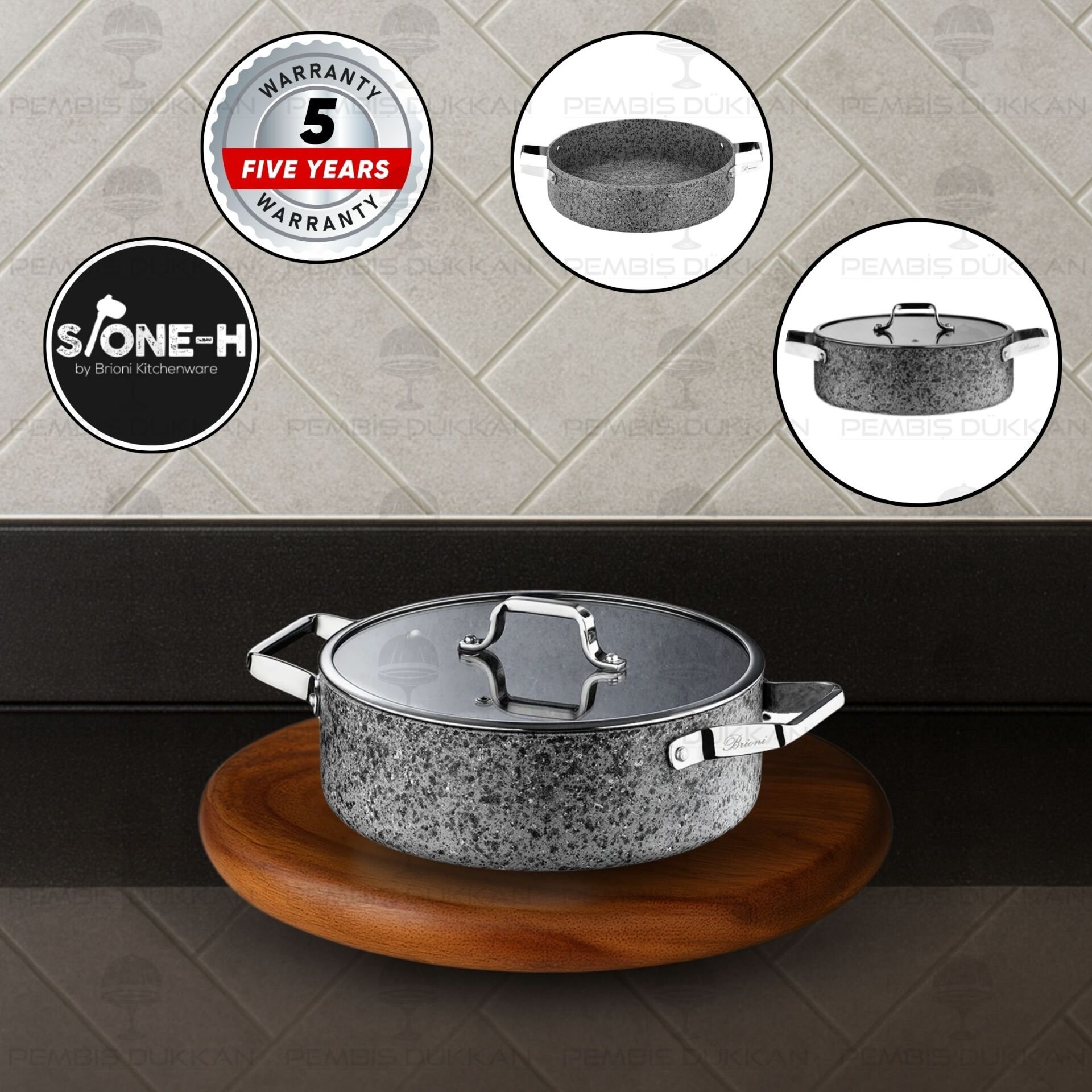 Brioni Stone-Age 22 Cm Basık Tencere
